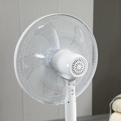 HOMCOM Floor Standing Fan with Remote Control, Oscillating, LED Screen, Stand Up Cooling Fan, Tall Pedestal Electric Fan for Home Bedroom, White