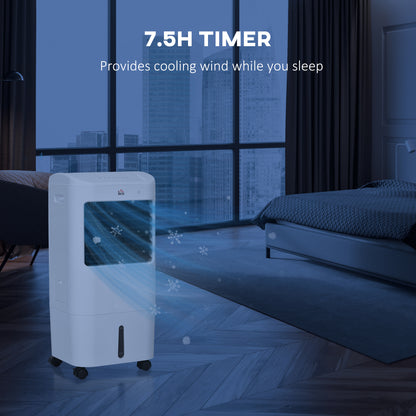 HOMCOM Cooling Fan for Bedroom with Ice Pack, Tower Fan with Remote Control, 3 Modes, 3 Speeds, 7.5H Timer, White