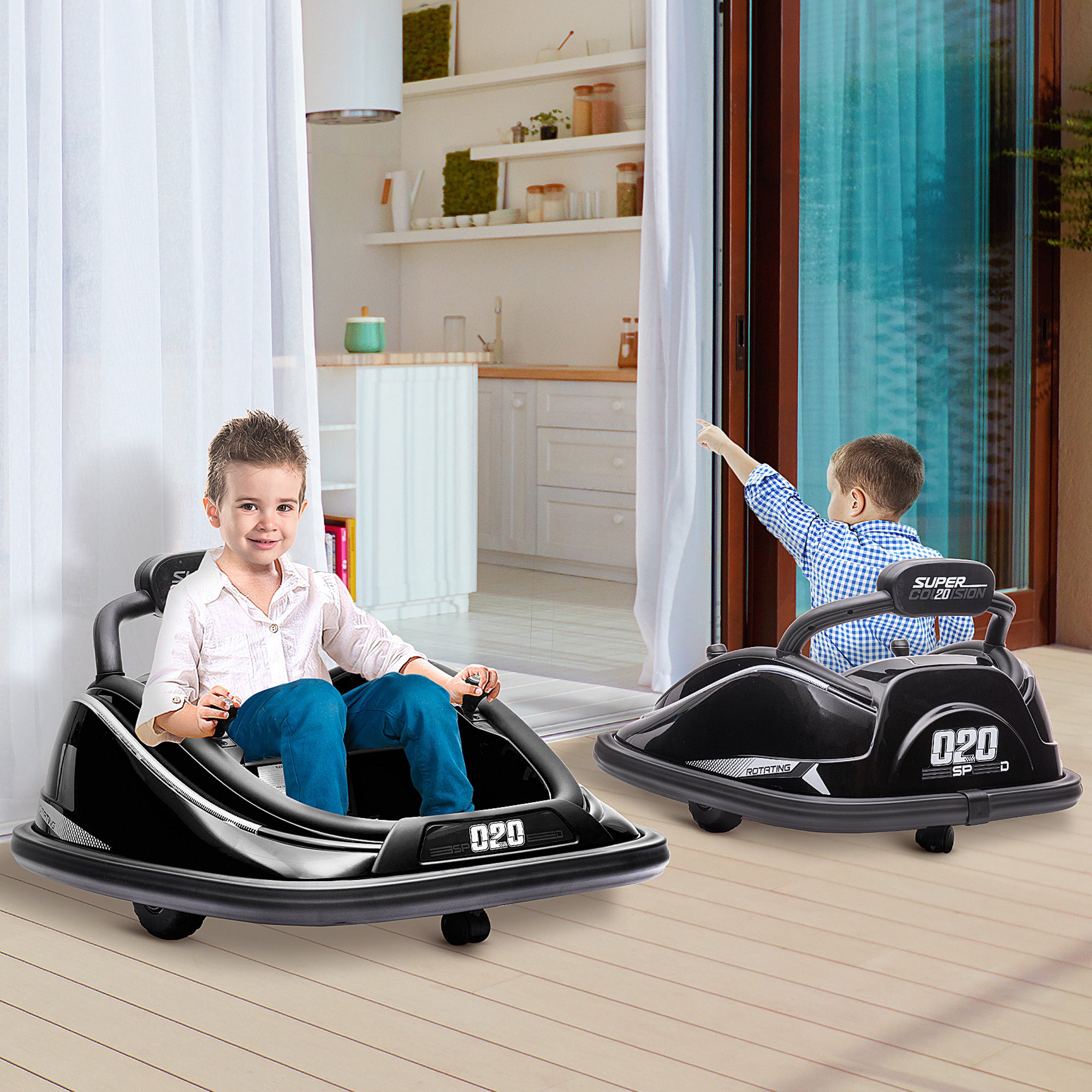 Aosom 12V Kids Bumper Car with Parent Remote Control, Safety Belt, Colorful LED Lights, for Boys and Girls, Black