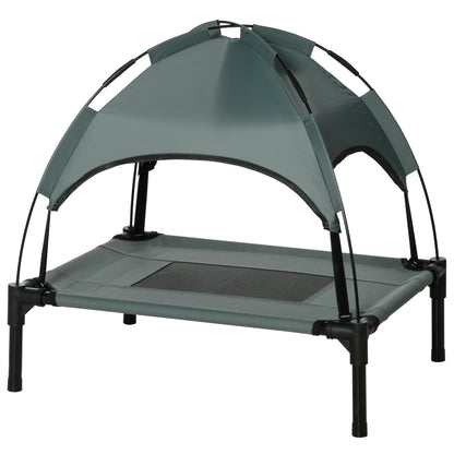 PawHut Elevated Cooling Pet Bed Portable Raised Dog Cot with Canopy for Small-Sized Dogs, Grey