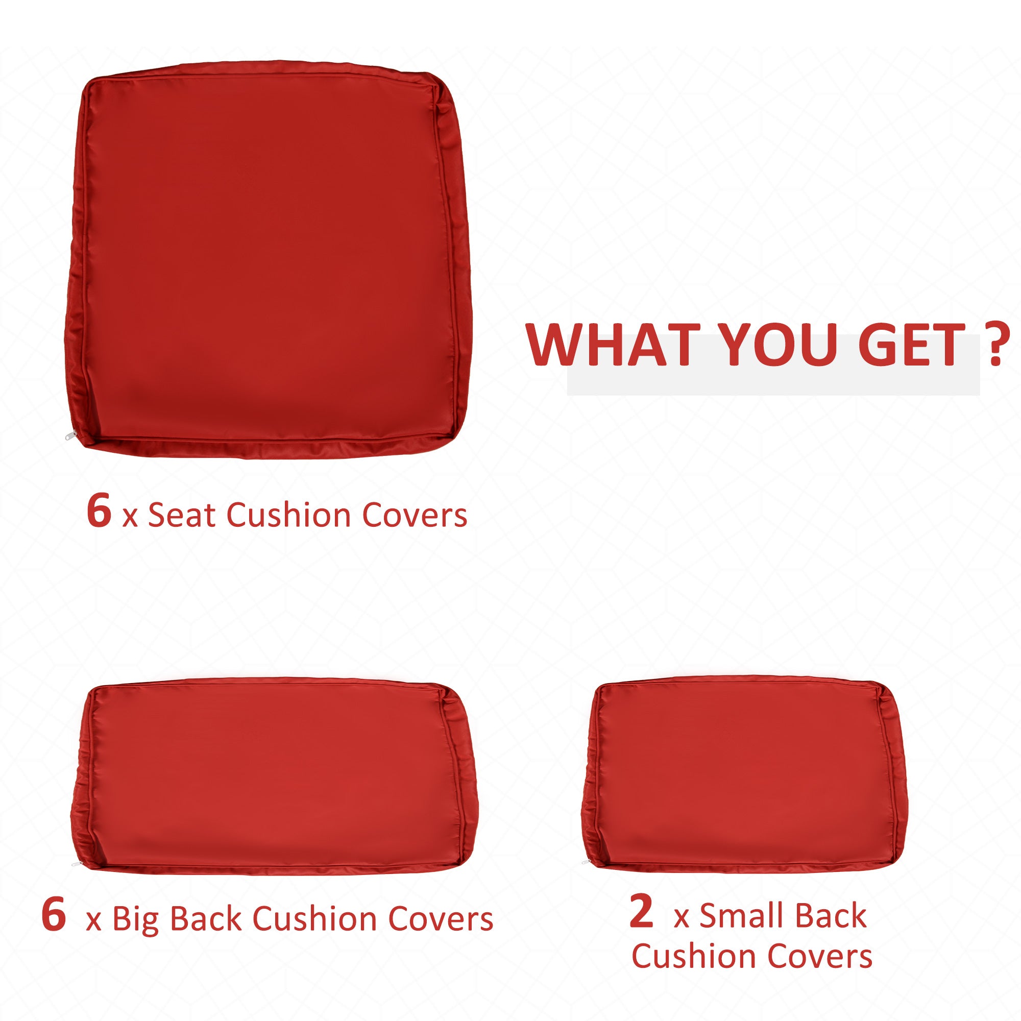Outsunny Outdoor 14pc Patio Rattan Sofa Set Cushion Polyester Cover Replacement Set - No Cushion Included Red