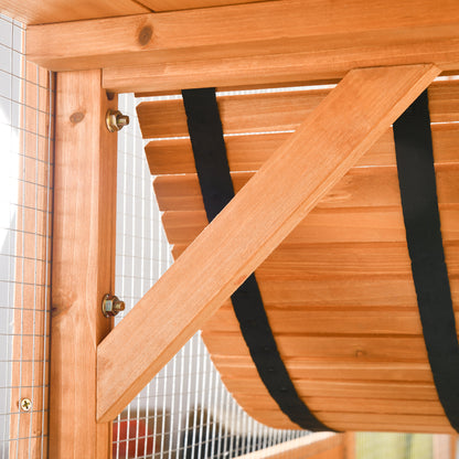 PawHut Large Outdoor Catio with Condos, Platforms, Doors, Ladders, Weather-Resistant Roof, Orange