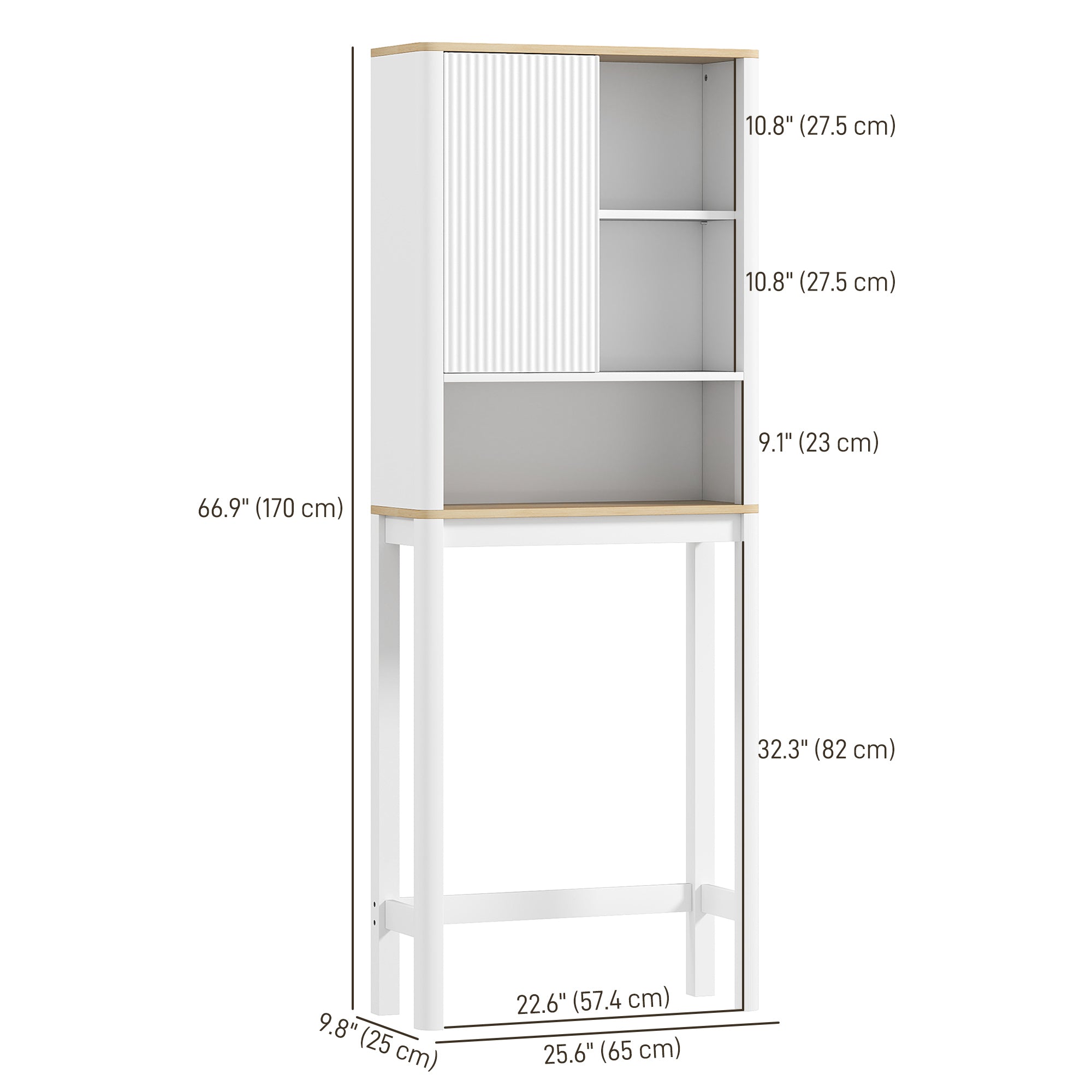 HOMCOM Over The Toilet Storage Cabinet, Bathroom Space Saver Cabinet with Adjustable Shelf, Bathroom Organizer, White