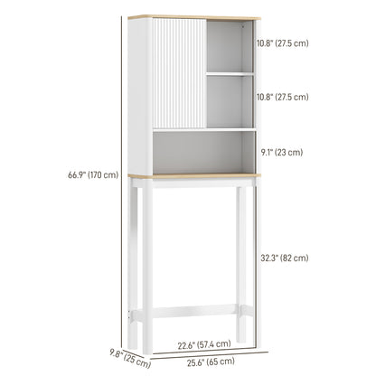 HOMCOM Over The Toilet Storage Cabinet, Bathroom Space Saver Cabinet with Adjustable Shelf, Bathroom Organizer, White