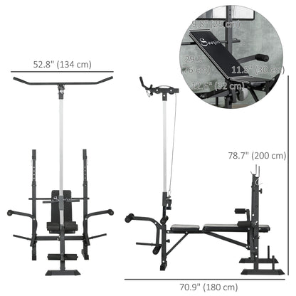 Soozier Adjustable Weight Bench with Pulley System for Home Gym Full Body Workout