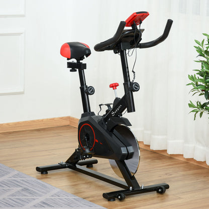 Soozier Upright Exercise Bike Indoor Bicycle Cardio Workout Cycling Machine Fitness Equipment for Home Gym w/ Adjustable Resistance Flywheel LCD Monitor