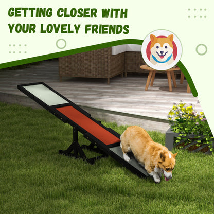 PawHut Wood Pet Seesaw, Dog Agility Training Equipment for Obedience Training, Weather Resistant, Black