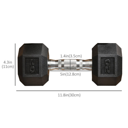 Soozier Rubber Dumbbells Weight Set, Total 40lbs(20lbs Each) Dumbbell Hand Weight for Body Fitness Training for Home Office Gym, Black