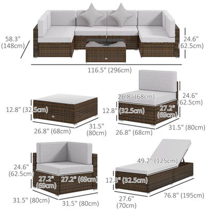 Outsunny 9 Pieces Wicker Patio Furniture Set with Cushion, Light Grey
