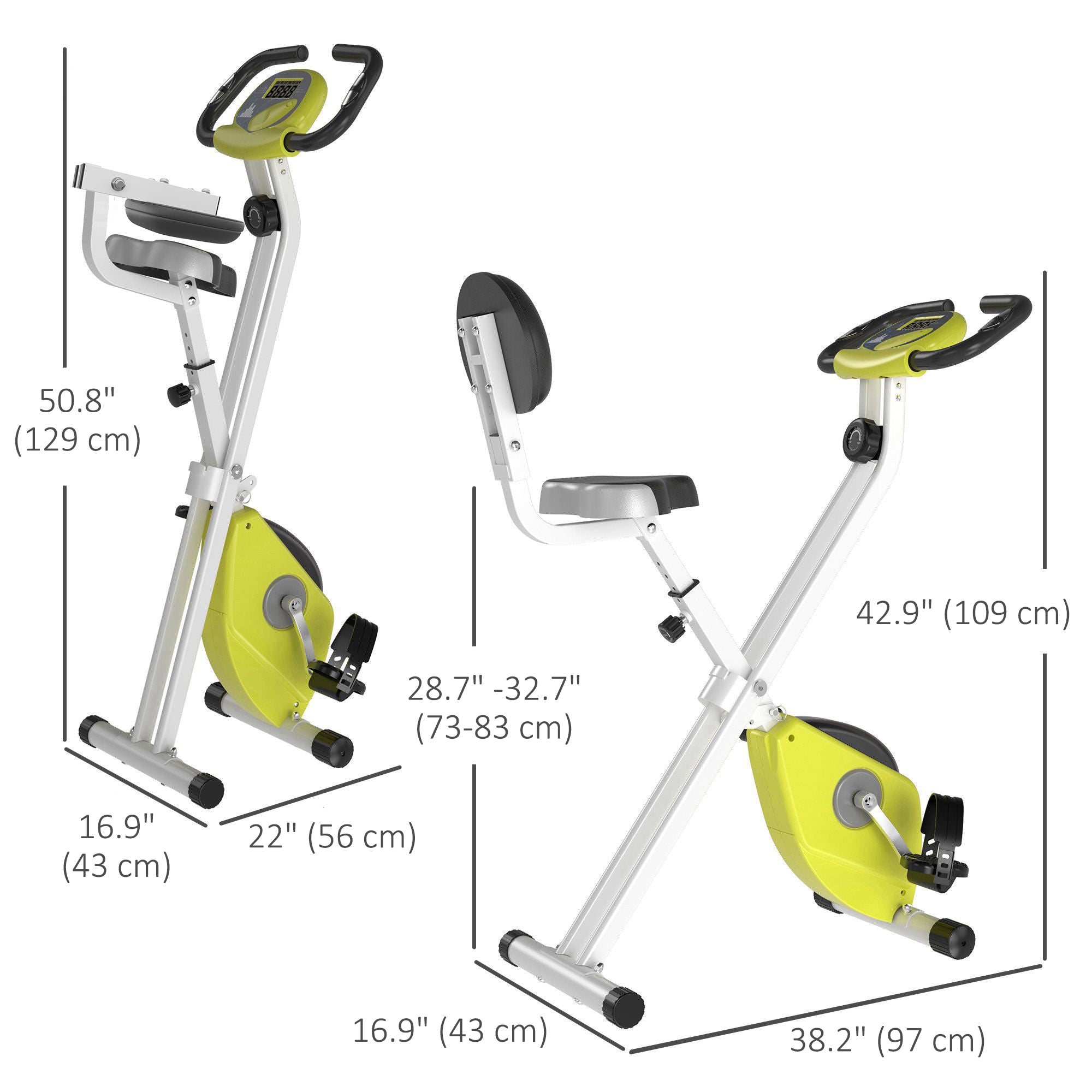 Soozier Foldable Indoor Stationary Bike with 8 Levels of Magnetic Resistance, Exercise Bike for Cardio Workout, Yellow