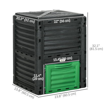 Outsunny Outdoor Compost Bin Garden Container, Fast Creation of Fertile Soil Aerating Compost Box, 80 Gallon, Green
