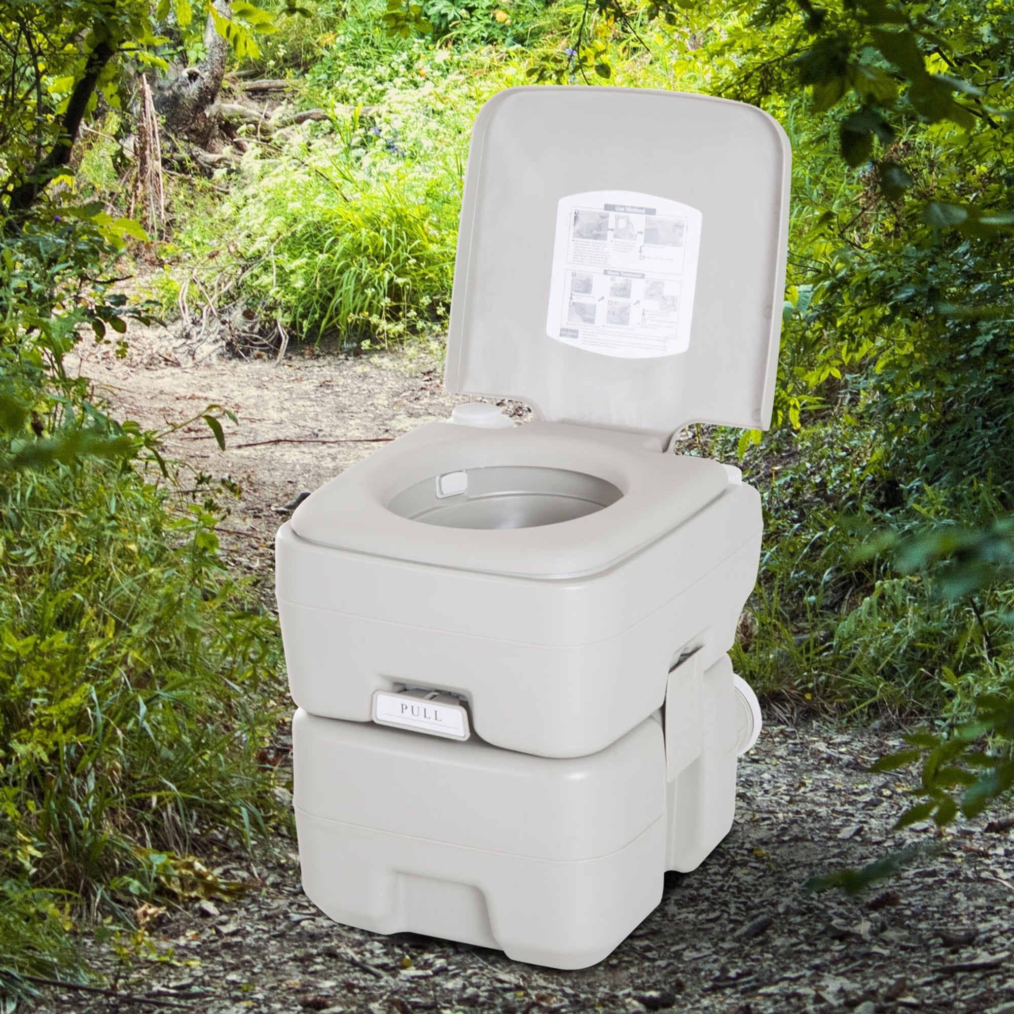 kleankin Outdoor Portable Travel Toilet Detachable Flushable Tank Easy to Use 3 Way Pistol for Camping Hiking Boating Roadtripping 5.3 Gallon (20L)