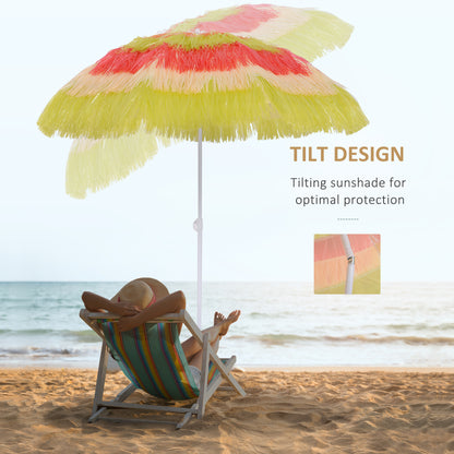 Outsunny 6FT Beach Umbrella Tilt Sunshade Height Adjustable Outdoor Market Patio Yard Crank Deck Sun Shade, Multi-color