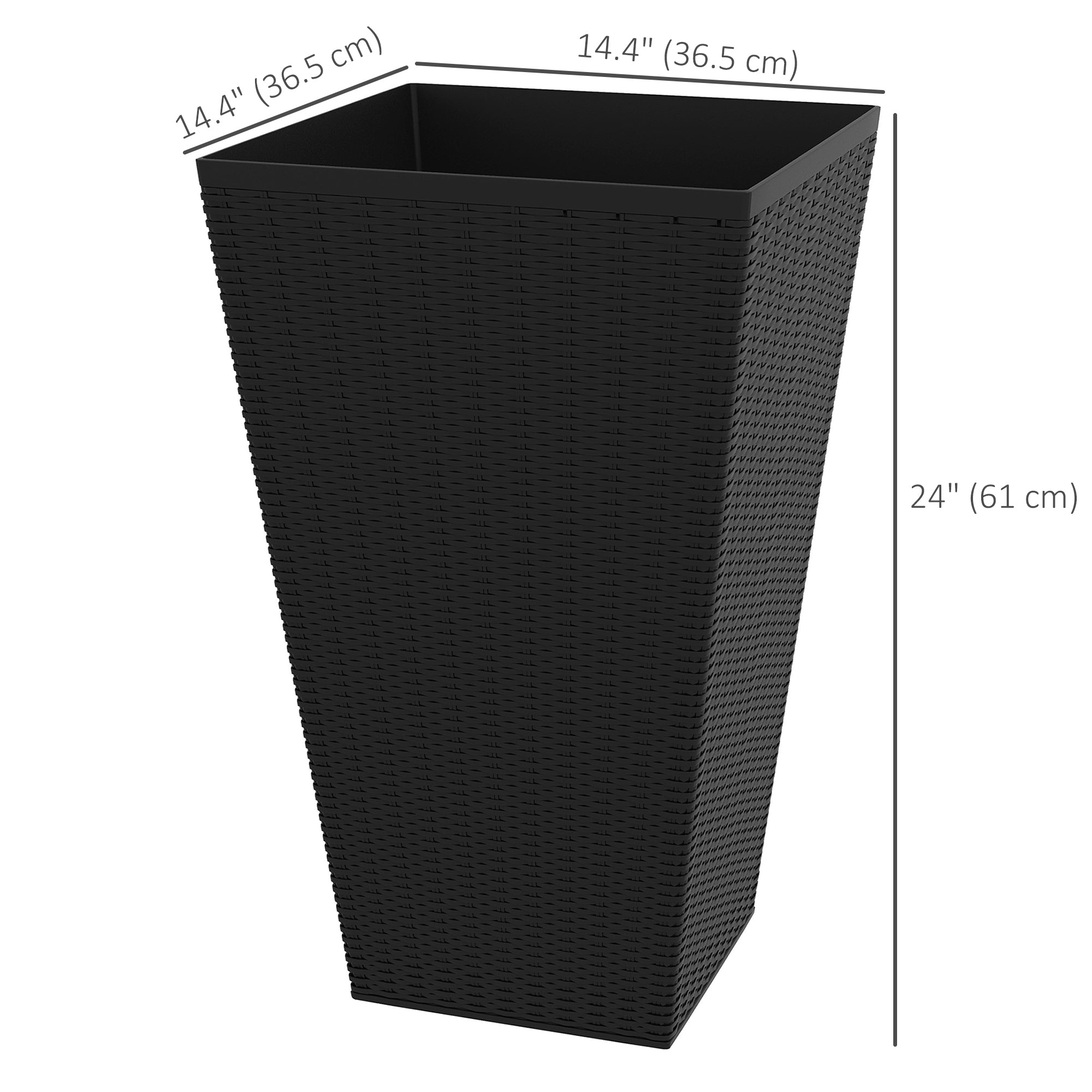 Outsunny Set of 3 Tall Plant Stand, Outdoor & Indoor Flower Pot Set for Front Door, Entryway, Patio and Deck, Black