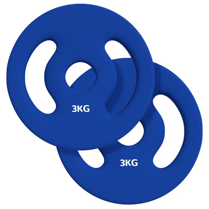 Soozier 2 x 6.6lbs Standard Weight Plates with Easy-Grip Handles, 1" Holes, for Home, Gym, Weight Lifting and Strength Training