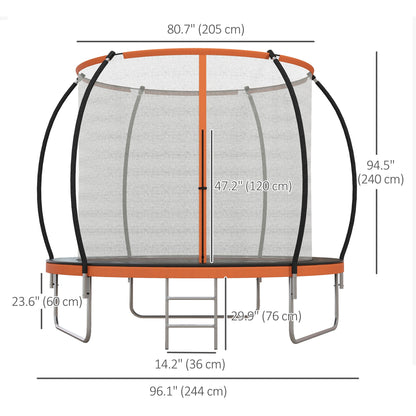 Soozier 8ft Outdoor Trampoline with Enclosure Net and Ladder, Backyard Fitness Trampoline for Teens and Adults