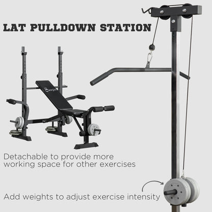 Soozier Adjustable Weight Bench with Pulley System for Home Gym Full Body Workout