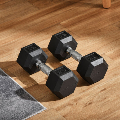 Soozier Rubber Dumbbells Weight Set, Total 40lbs(20lbs Each) Dumbbell Hand Weight for Body Fitness Training for Home Office Gym, Black