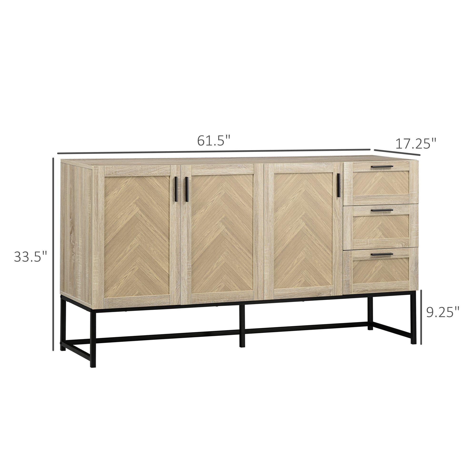 HOMCOM Buffet Cabinet, Coffee Bar Cabinet with Drawers and Adjustable Shelves, Oak