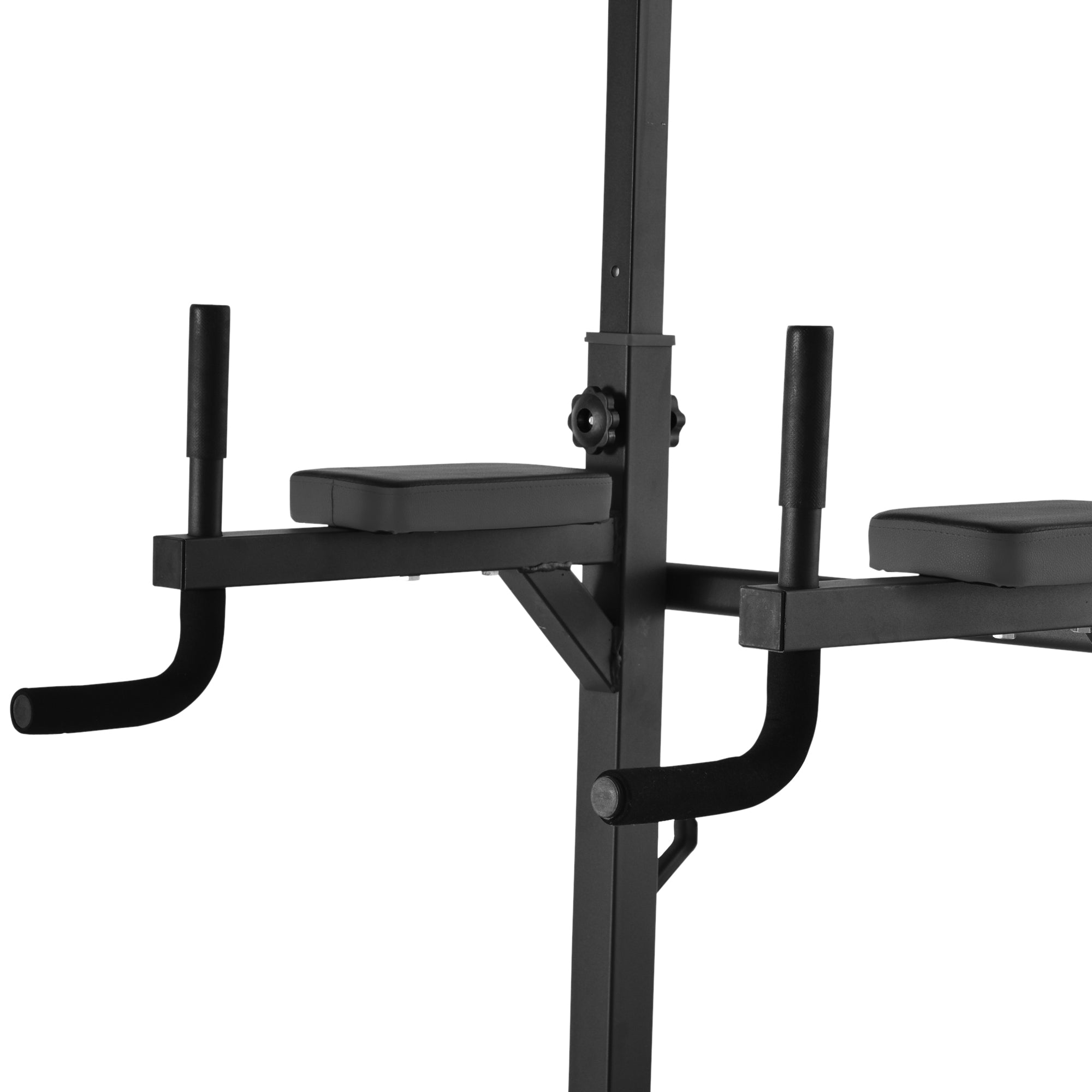 Soozier Foldable Power Tower Pull Up Dip Station with Adjustable Weight Bench for Home Gym Strength Training Fitness