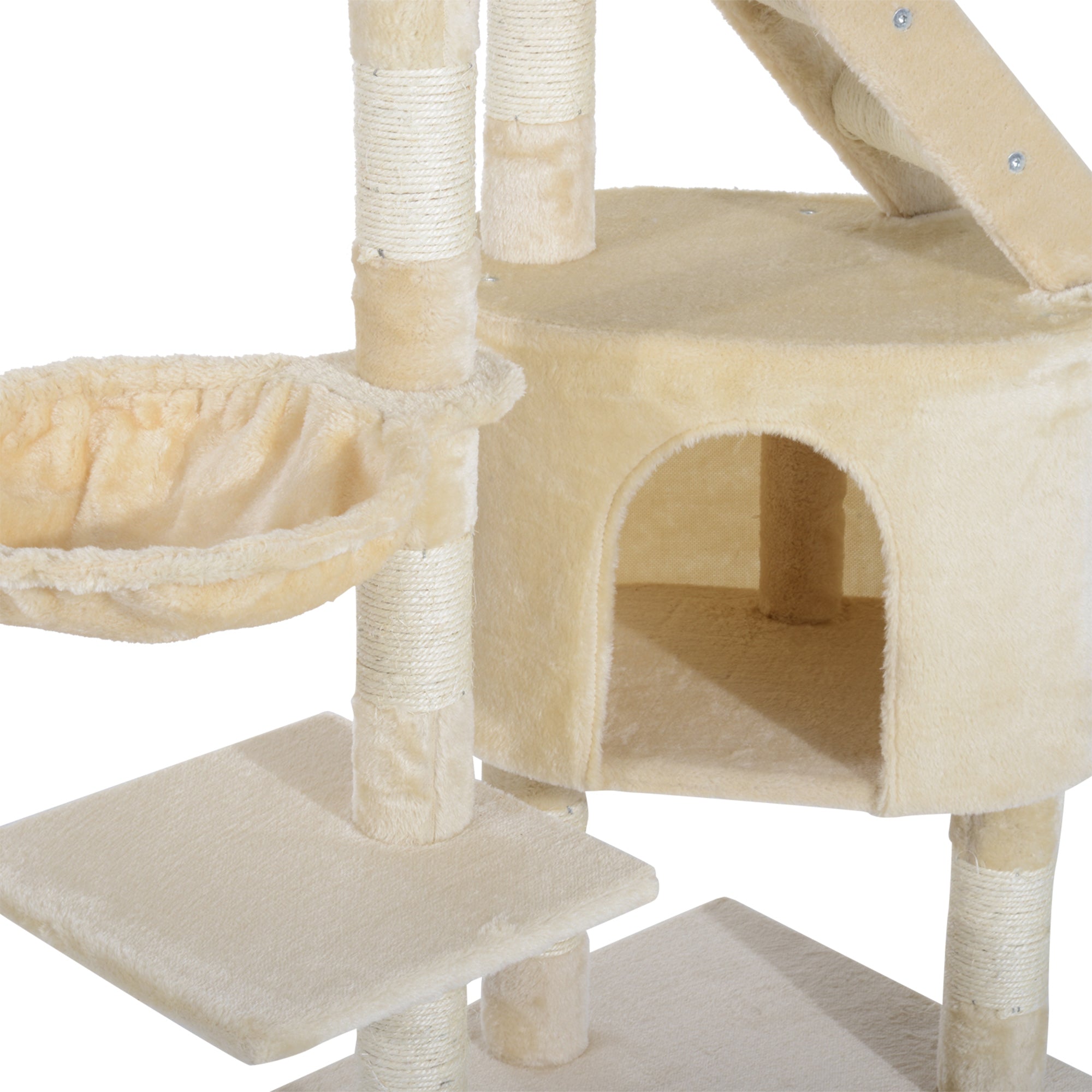 PawHut 49” Deluxe Cat Tree Furniture Scratching Pet Tower Kitten Play Post (Creamy White)