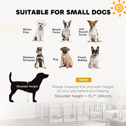 PawHut 16 Panels Dog Playpen with Straps, Portable & DIY, for Small Dogs, for Yard, RV, Camping, Garden, 24" Height