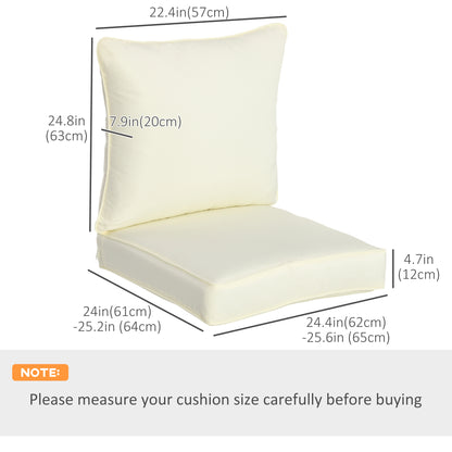 Outsunny Patio Chair Cushions, Thick Deep Seat Outdoor Seat Cushion with Back Cushion, Cream White