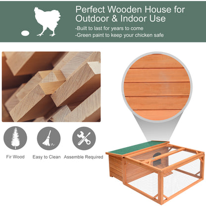 PawHut 51" Chicken Coop Wooden Hen House Rabbit Hutch Poultry Cage Pen Outdoor Backyard with Run