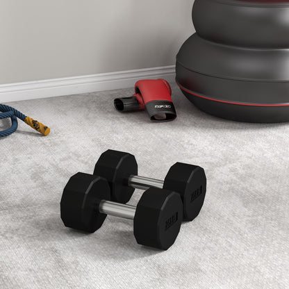 Soozier 2 x 25lbs Dumbbells Set with Non-Slip Grip, Rubber Covered Weights for Men Women Home Gym Workout