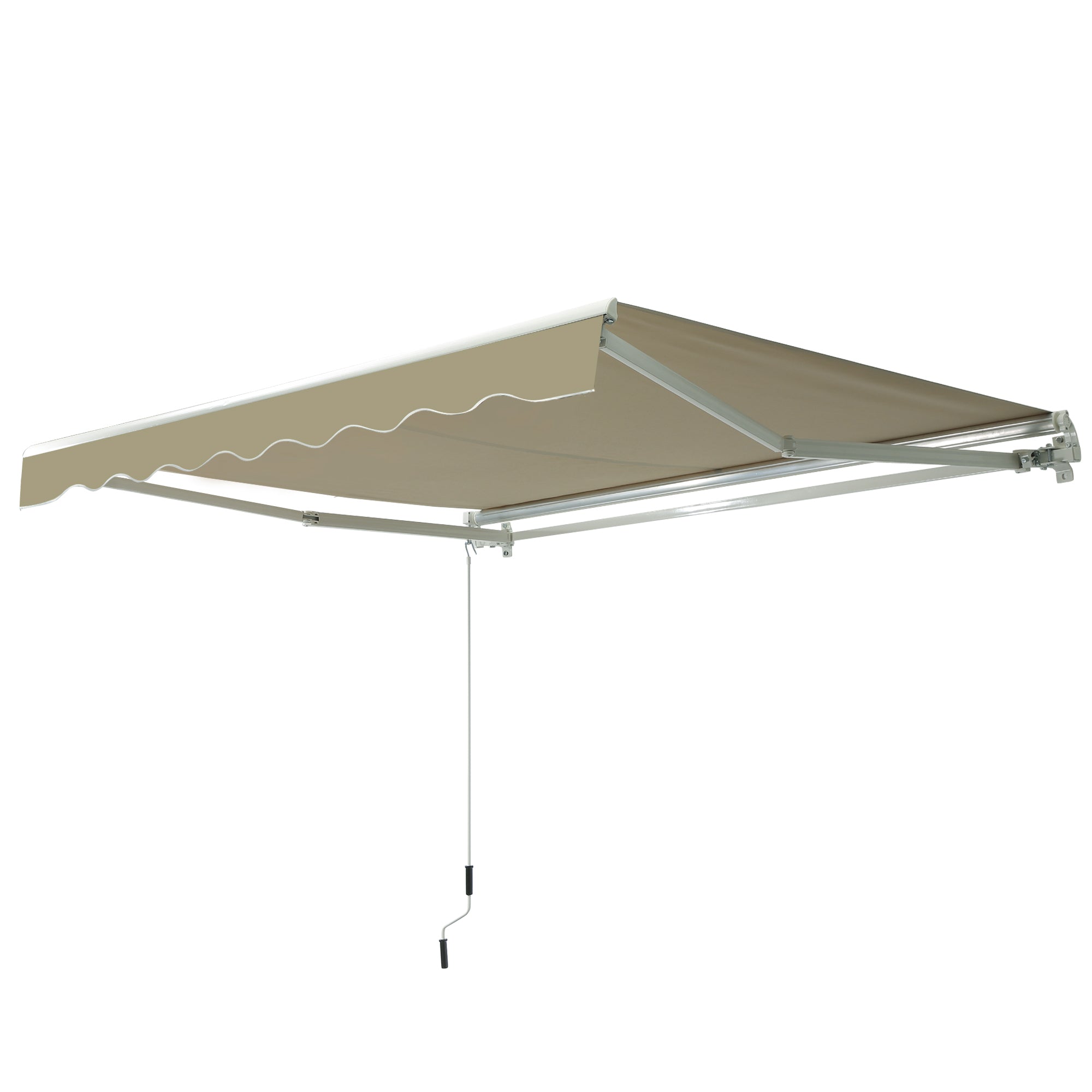 Outsunny 8'x7' Patio Awning Manual Retractable Sun Shade Outdoor Deck Canopy Shelter, Khaki