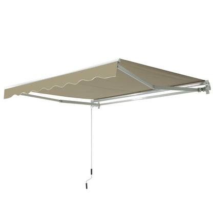 Outsunny 8'x7' Patio Awning Manual Retractable Sun Shade Outdoor Deck Canopy Shelter, Khaki