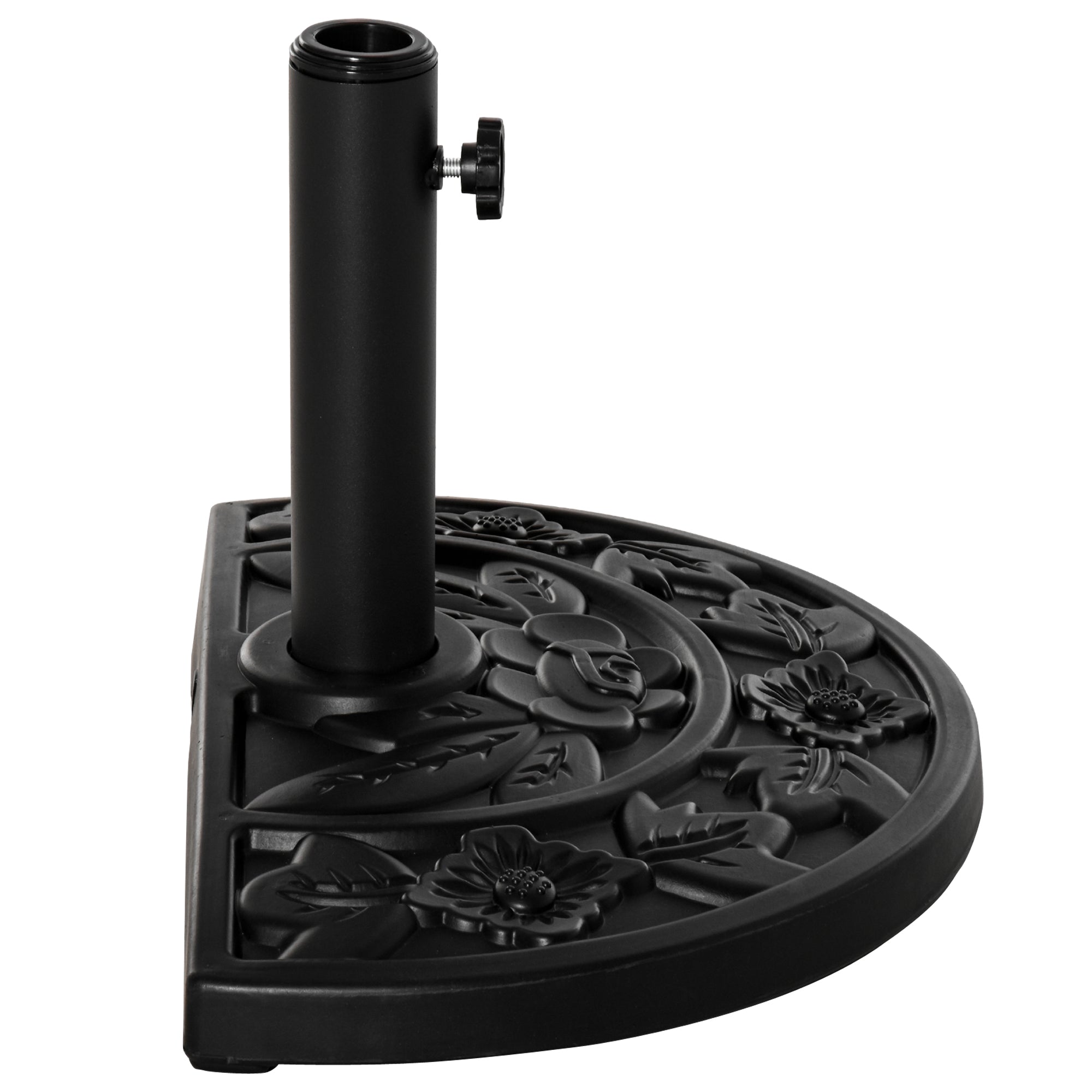 Outsunny 20 lb Heavy Duty Half Umbrella Base, Outdoor Concrete Umbrella Stand, Patio Half Round Base for Market Umbrella, Black