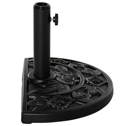 Outsunny 20 lb Heavy Duty Half Umbrella Base, Outdoor Concrete Umbrella Stand, Patio Half Round Base for Market Umbrella, Black