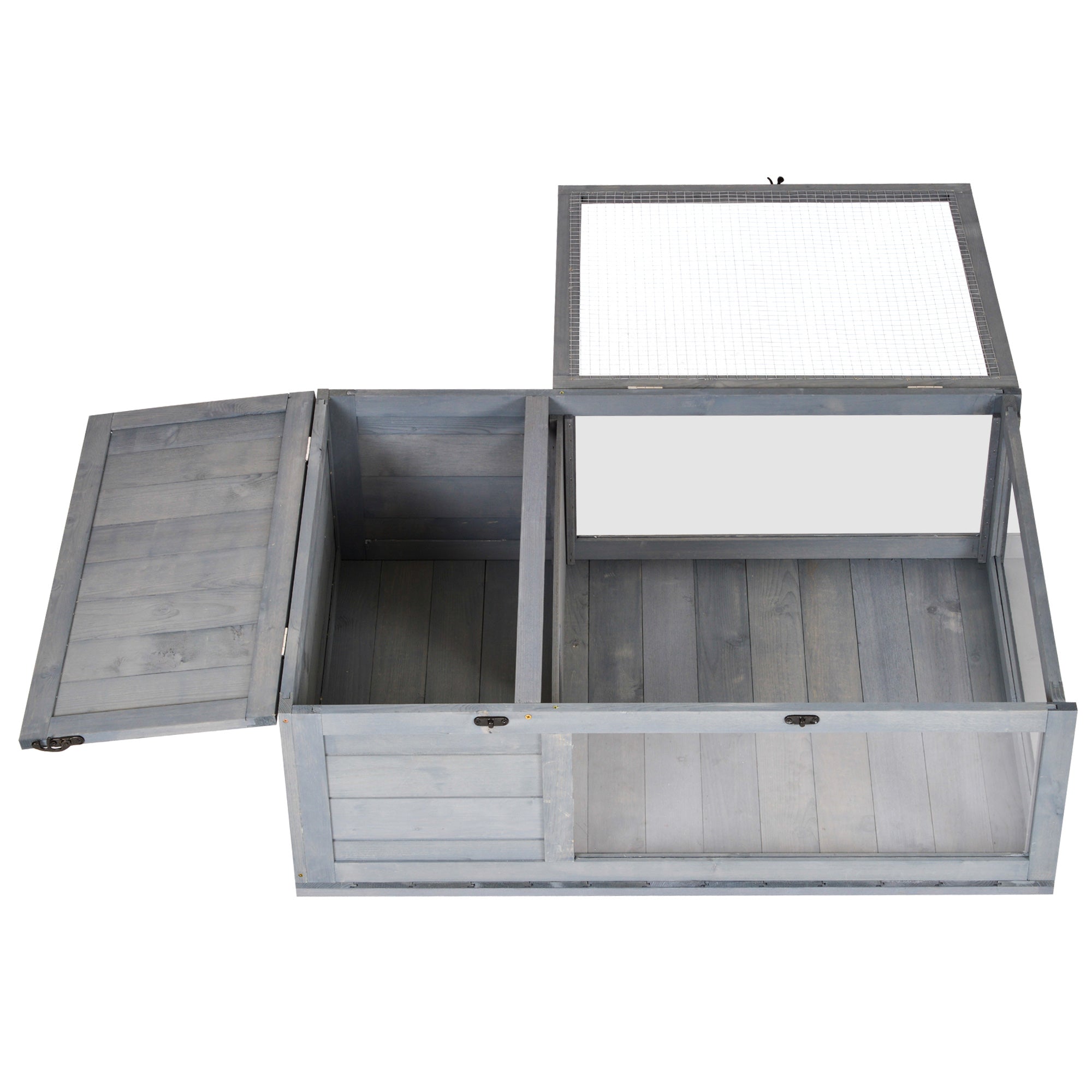 PawHut Wood Tortoise House for Lizards, Geckos, Indoor Outdoor Use, 35.8" x 23.8" x 12.6", Grey