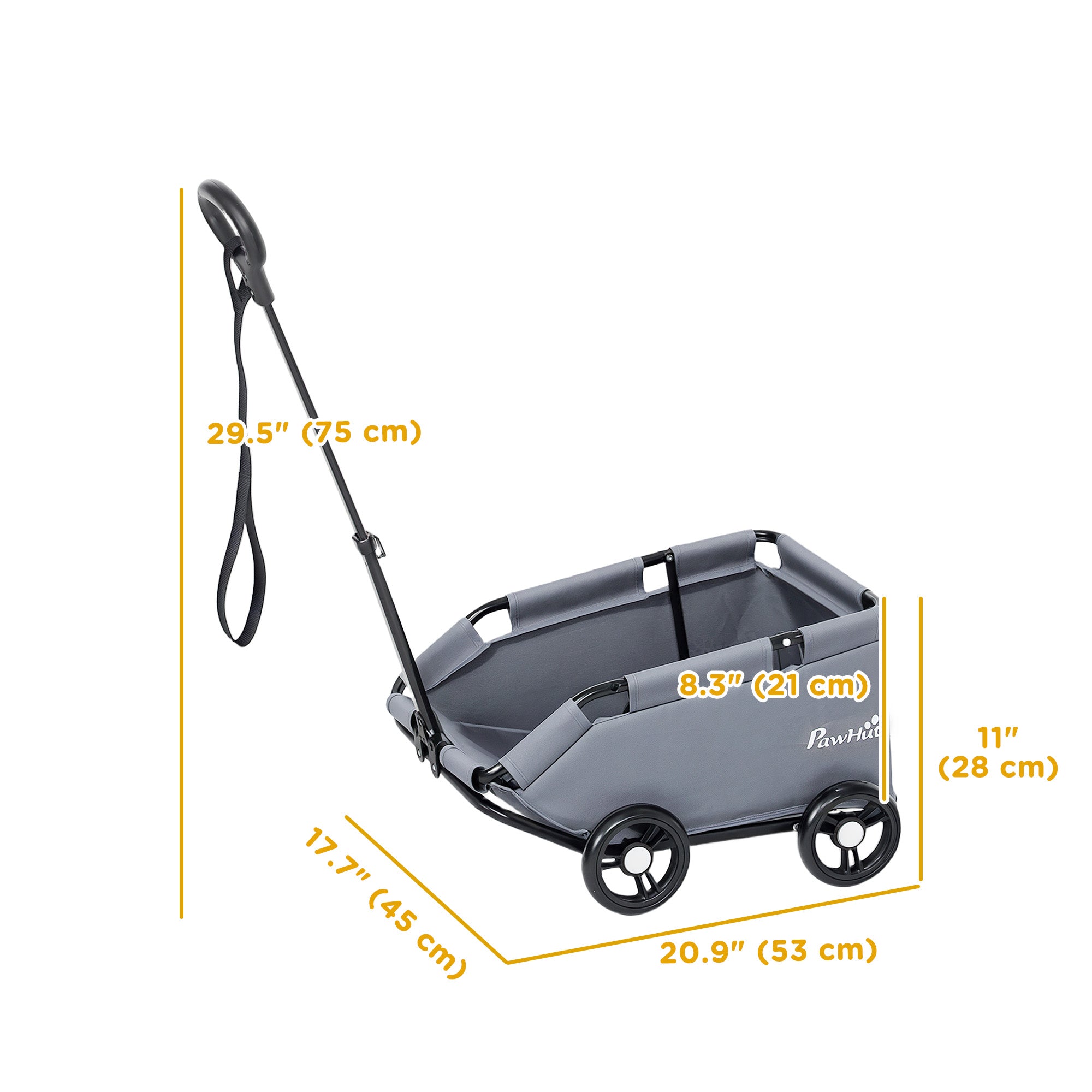 PawHut 4 Wheels Folding Lightweight Pet Stroller with Universal Handle Rod, Storage Bag, Washable Cushion for Miniature Dogs