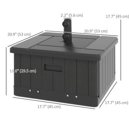 Outsunny 3-in-1 Outdoor Umbrella Base with Wheels and Handles, End Table, Flower Box Planter with Hole, 176 lbs. Capacity, Black