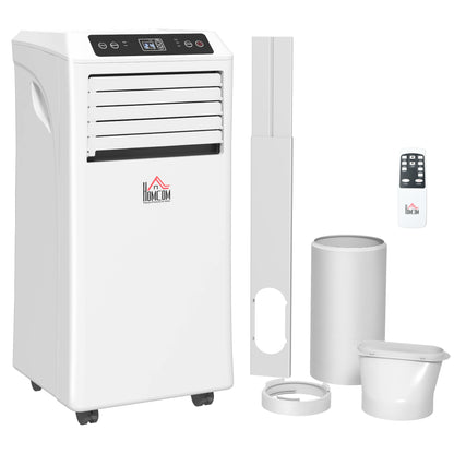 HOMCOM 8000BTU Mobile Portable Air Conditioner with Cooling, Dehumidifier, 2 Speed Fans, 24-Hour Timer for Bedroom, White
