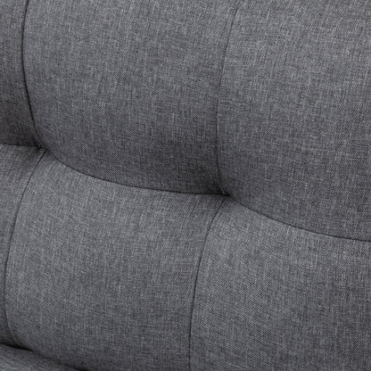 HOMCOM L-shaped Sofa, 3 Seater Couch with Ottoman, Corner Sofa with Thick Padded Cushion and Wood Legs, Dark Grey