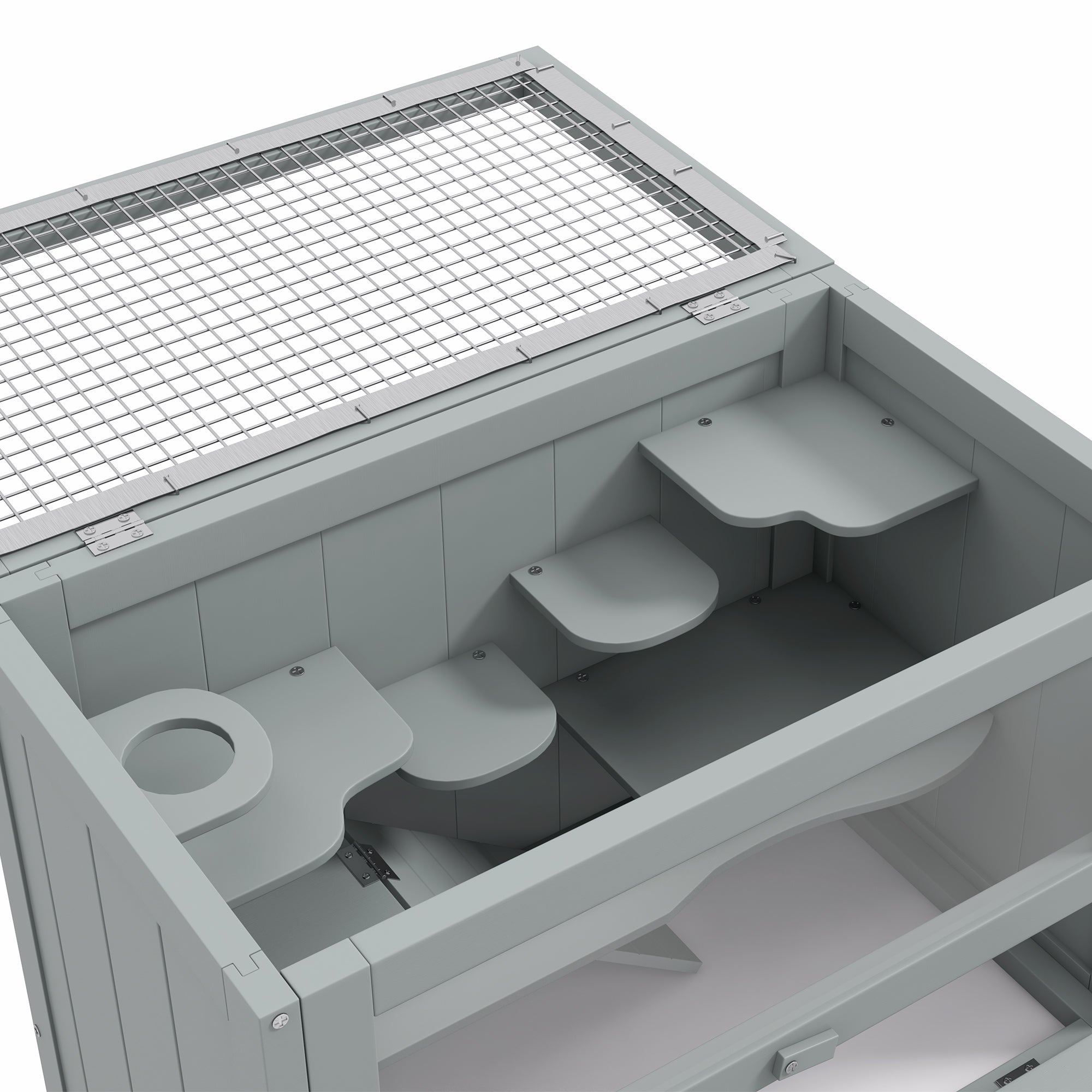PawHut 24 Inch Hamster Cage, 2 Levels Small Animals Habitat Pet House with Openable Roof, Run Space, Platforms, Grey