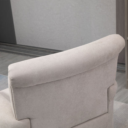 HOMCOM Upholstered Accent Chair, Single Armchair with Soft Velvet Touch Fabric, Rolled Armrest, Grey