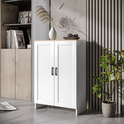HOMCOM Modern Storage Cabinet with Doors and Adjustable Shelf for Kitchen, Living room, 23.6" x 11.8" x 35.4", White