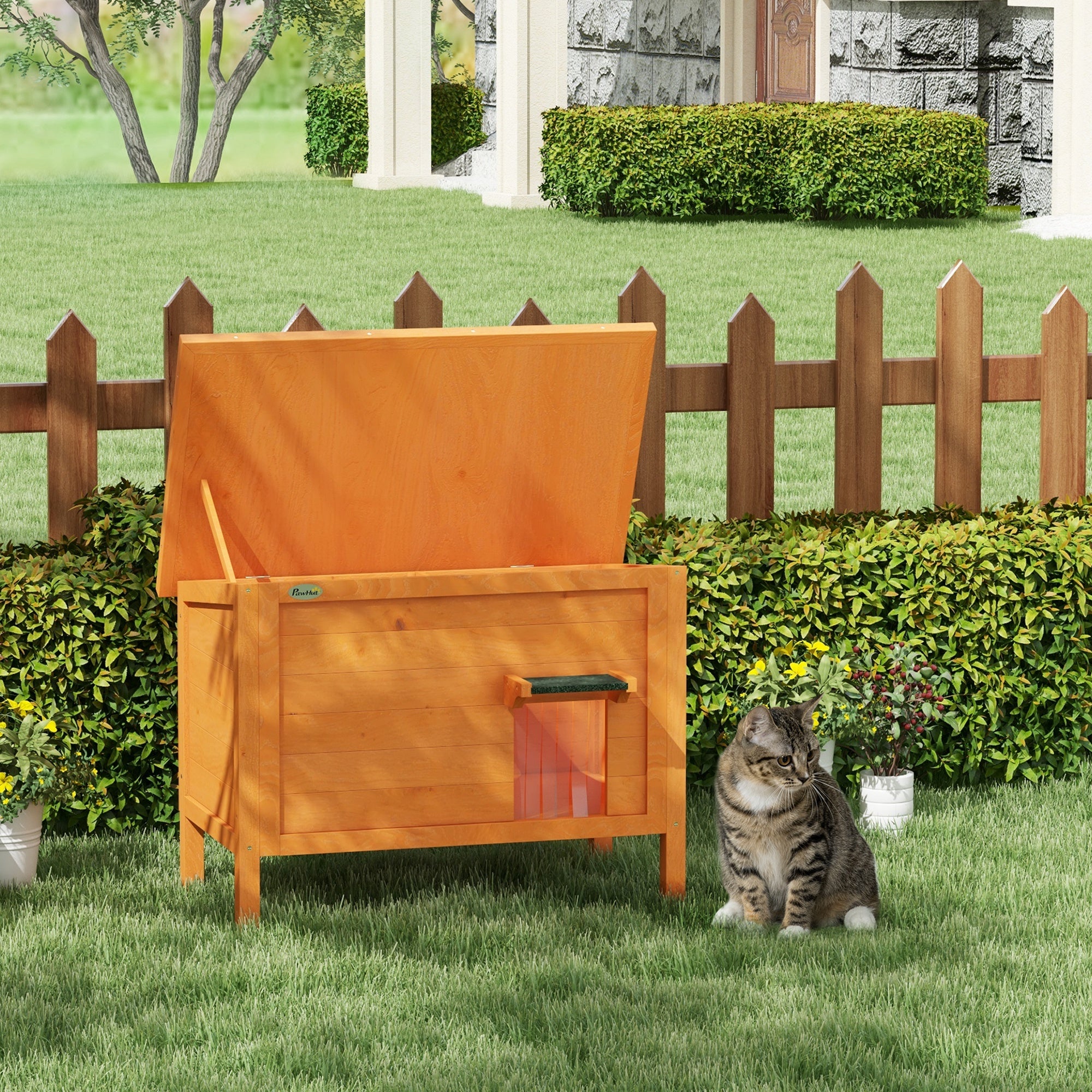 PawHut Outdoor Insulated Cat House with Asphalt Roof, Removable Floor, for Cats, Small Animals
