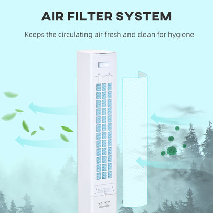 HOMCOM 3-In-1 Cooling Fan, Evaporative Air Cooler with 52° Oscillation, Ice Packs, Remote, 12H Timer, 3 Modes, 3 Speeds, White