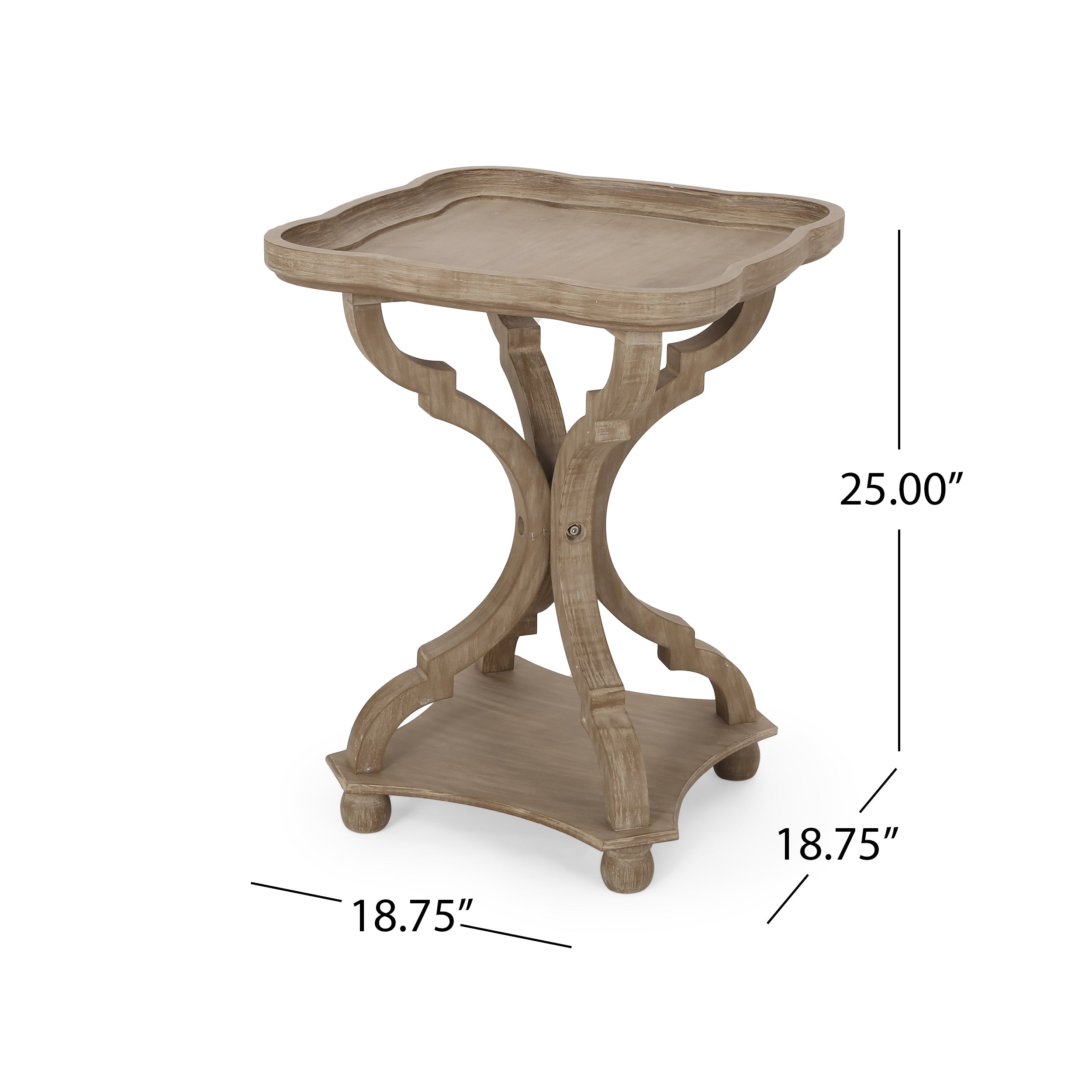 Acacia Wood Accent Table with Smooth Walnut Finish, No Assembly Required, 19" L x 19" W x 25" H, Natural