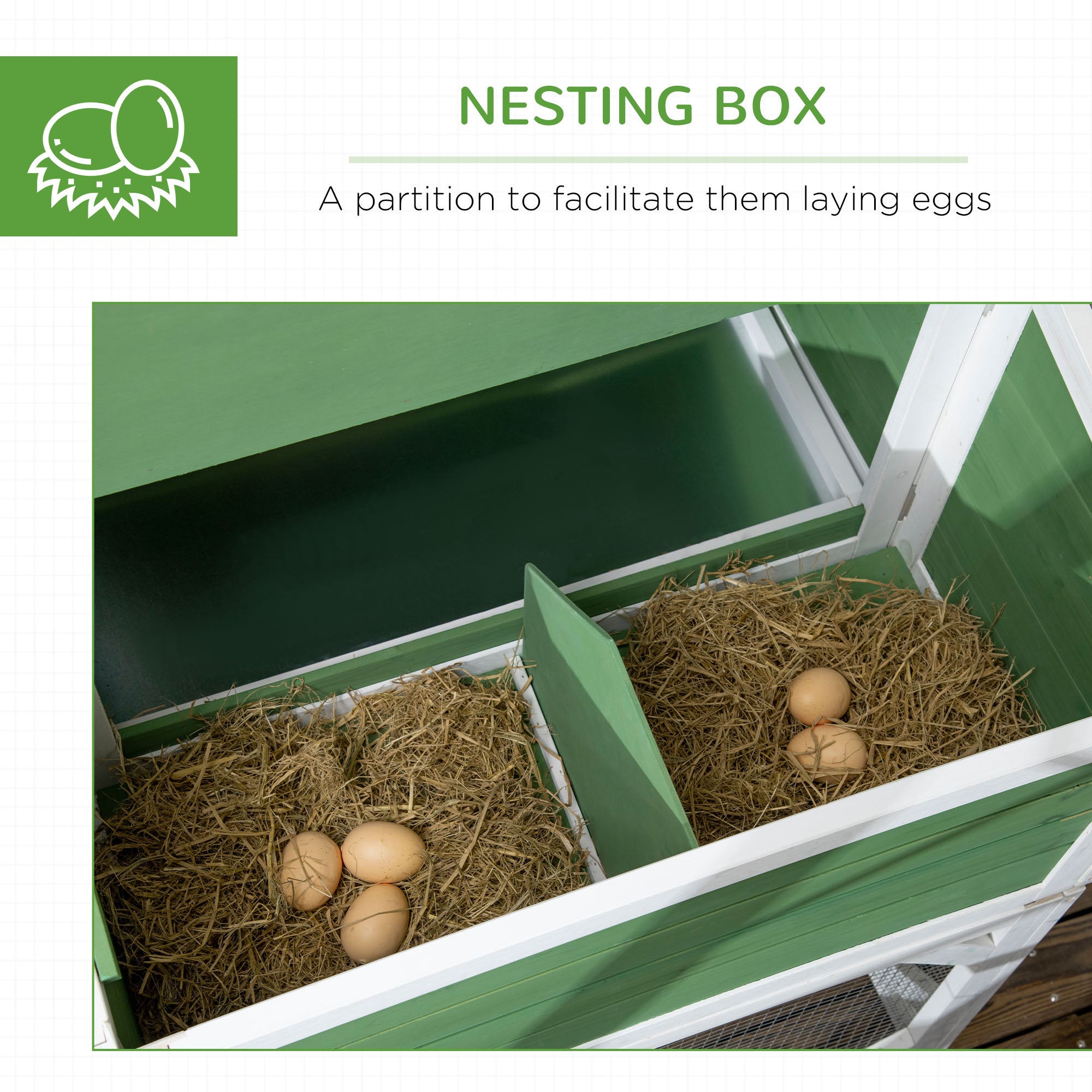PawHut 42" Wooden Chicken Coop with Garden Space, Run Cage for 2-4 Chickens, Green