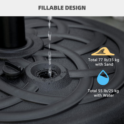Outsunny 77 lb Heavy Duty Patio Umbrella Base, 22" Round Market Umbrella Stand for Deck, Outdoor, Backyard, Black