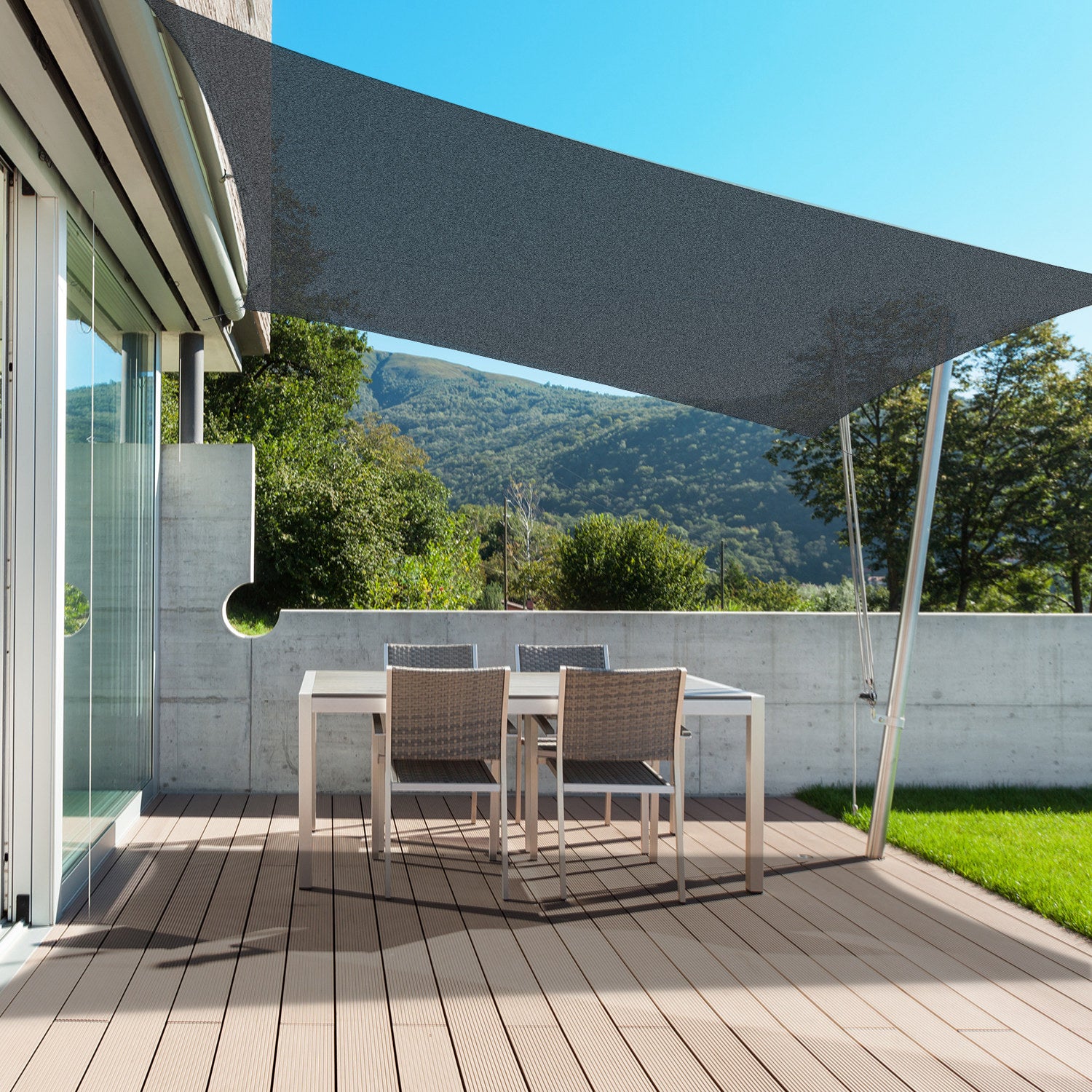 Outsunny 10ft x10ft Square Canopy Sun Sail Shade Garden Cover UV Protector Outdoor Patio Lawn Shelter with Carrying Bag Grey