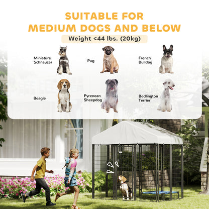 PawHut Outdoor Dog Kennel with Waterproof UV-Resistant Cover, for Medium and Small Dogs, 6' x 4' x 6', Silver
