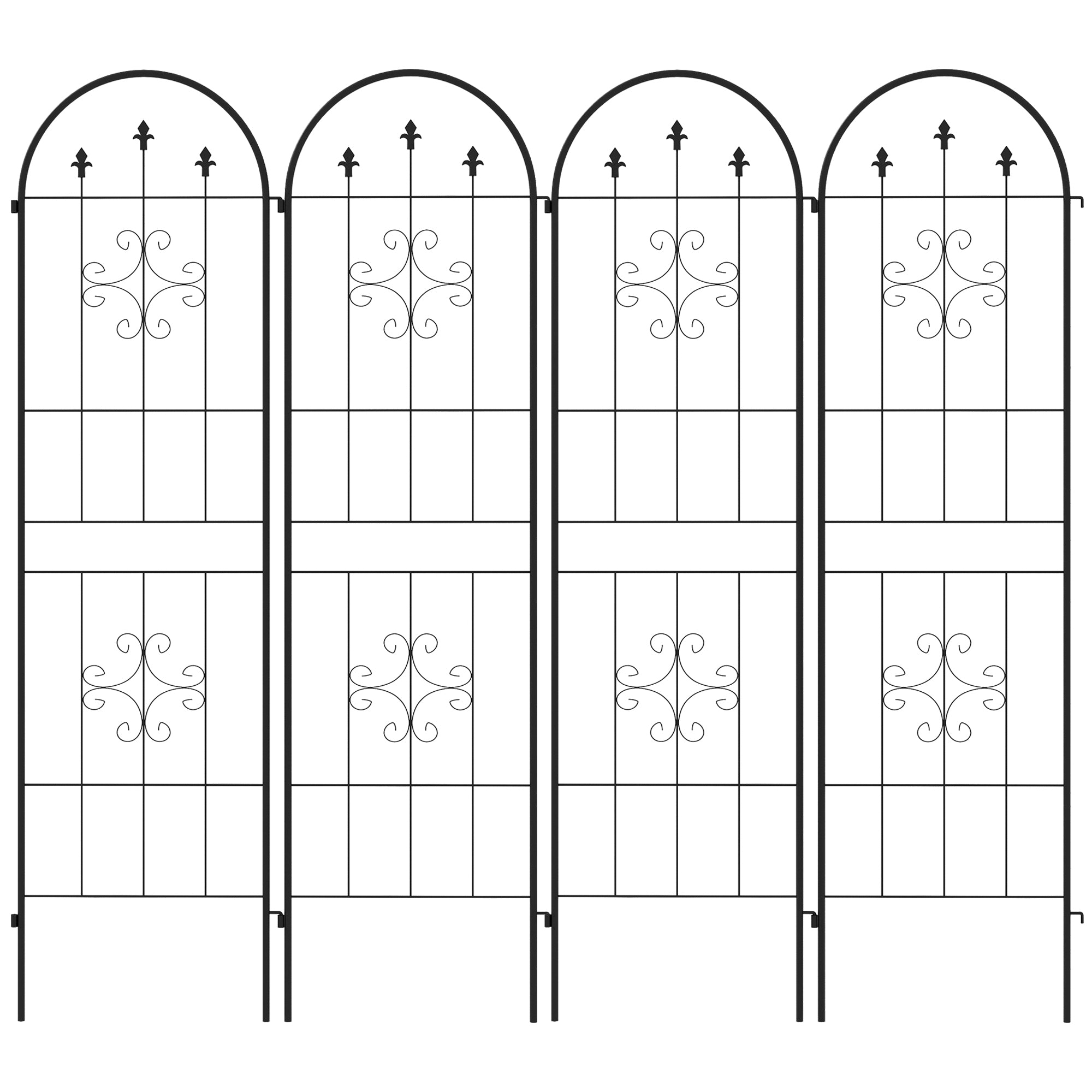 Outsunny Metal Trellis Set of 4, Garden Trellis for Climbing Plants Support Frames, Arrow Design