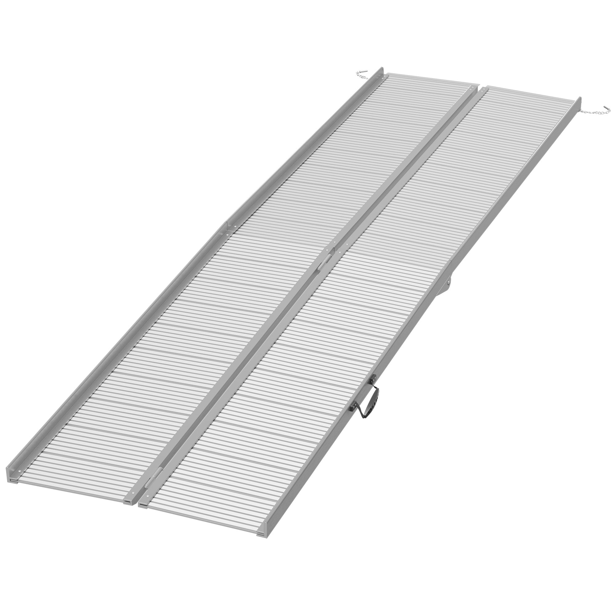 HOMCOM 10' Foldable Handicap Ramp for Home, Steps, Doorways, Aluminum Wheelchair Ramp, Textured Threshold Ramp, Silver